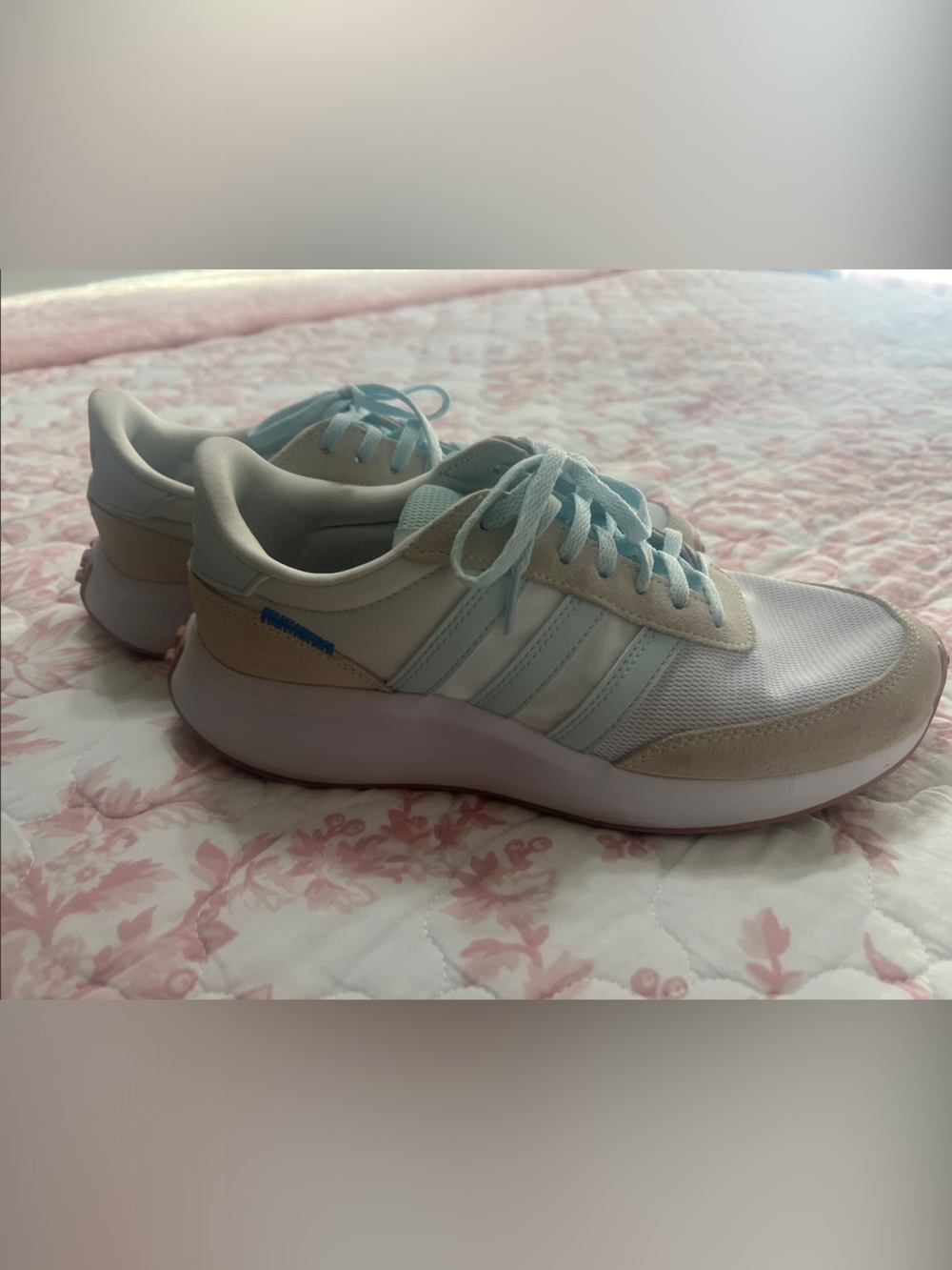 adidas Women's Light Blue and Cream Retro Runner Sneakers